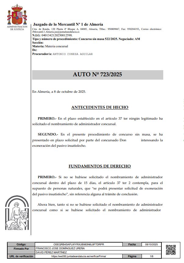 caso de exito Ley de Segunda Oportunidad en Almeria