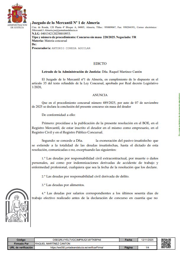 caso de exito Ley de Segunda Oportunidad en Almeria