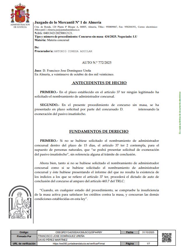 caso de exito Ley de Segunda Oportunidad en Almeria