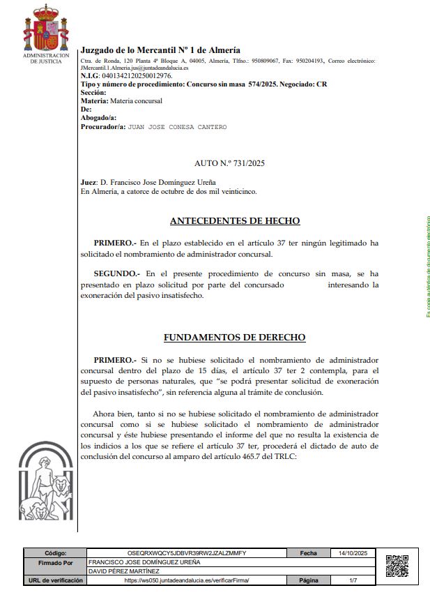 caso de exito Ley de Segunda Oportunidad en Almeria