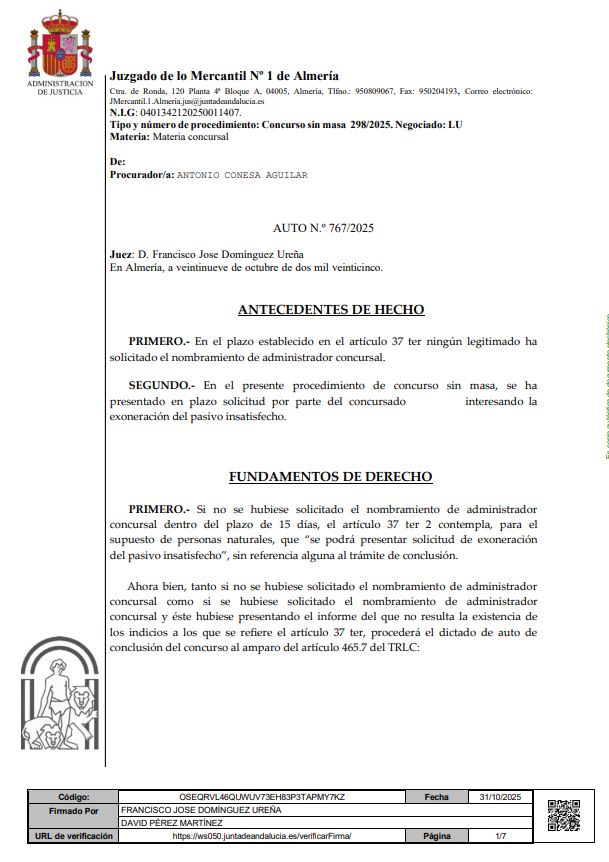 caso de exito Ley de Segunda Oportunidad en Almeria