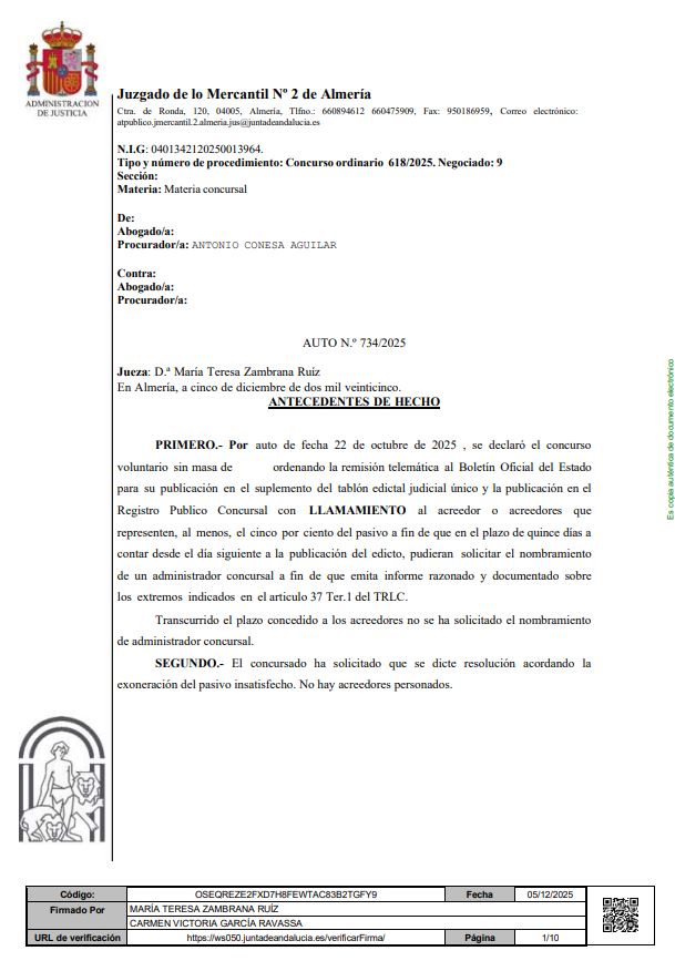 caso de exito Ley de Segunda Oportunidad en Almeria